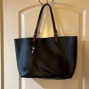 Fossil leather tote